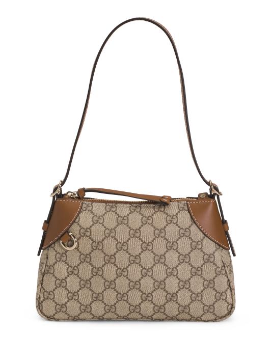 GUCCI Made In Italy Supreme Canvas And Leather G G Emblem Small Shoulder Bag