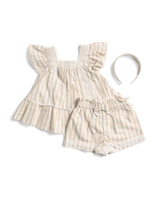 HAUTE HIPPIE STYLE Toddler Girls 2pc Striped Matchback Top And Shorts Set