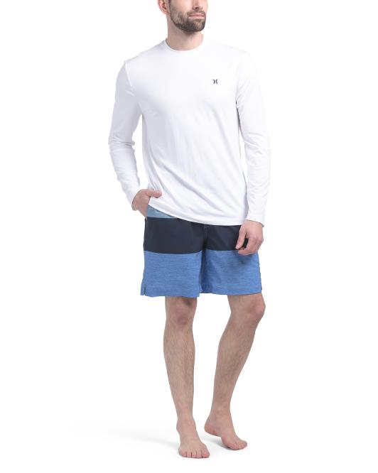 HURLEY 2pc Upf 50 Color Blocked Long Sleeve Sun Shirt And Trunks Set
