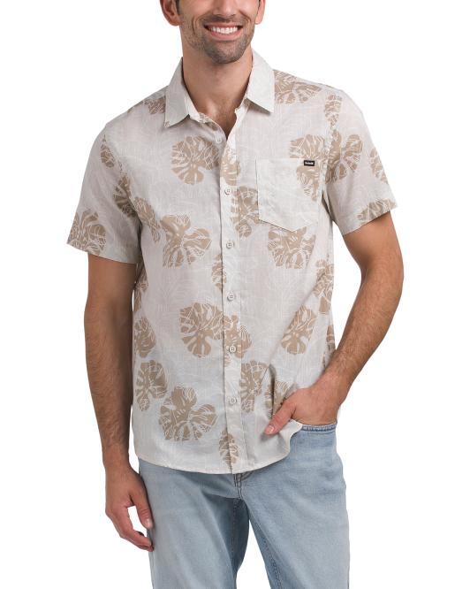 HURLEY Two Tone Leaf All Over Print Short Sleeve Woven Shirt
