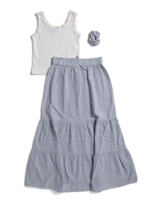 JAPNA Big Girls 2pc Bon Voyage Tank And Skirt Set