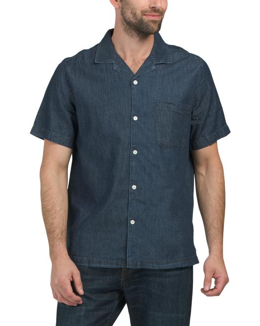 KENNETH COLE Chambray Camp Collared Shirt