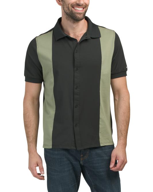 KENNETH COLE Pique Vertical Color Block Shirt