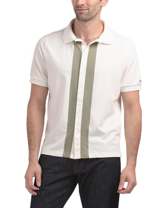 KENNETH COLE Pique Vertical Color Block Shirt
