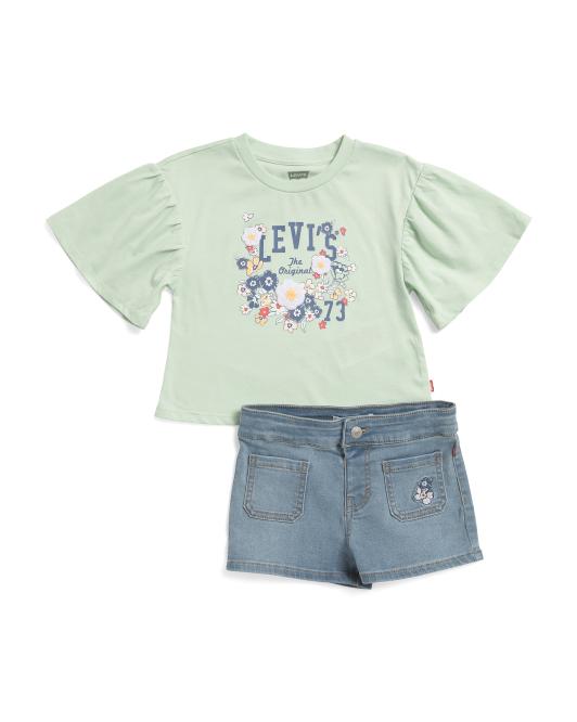 LEVIS Toddler Girls 2pc Top And Denim Shorts Set