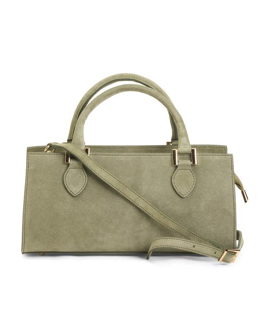 MARLON Made In Italy Suede East West Double Satchel