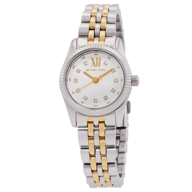 Lexington Quartz Crystal White Dial Two-Tone Ladies Watch MK4740