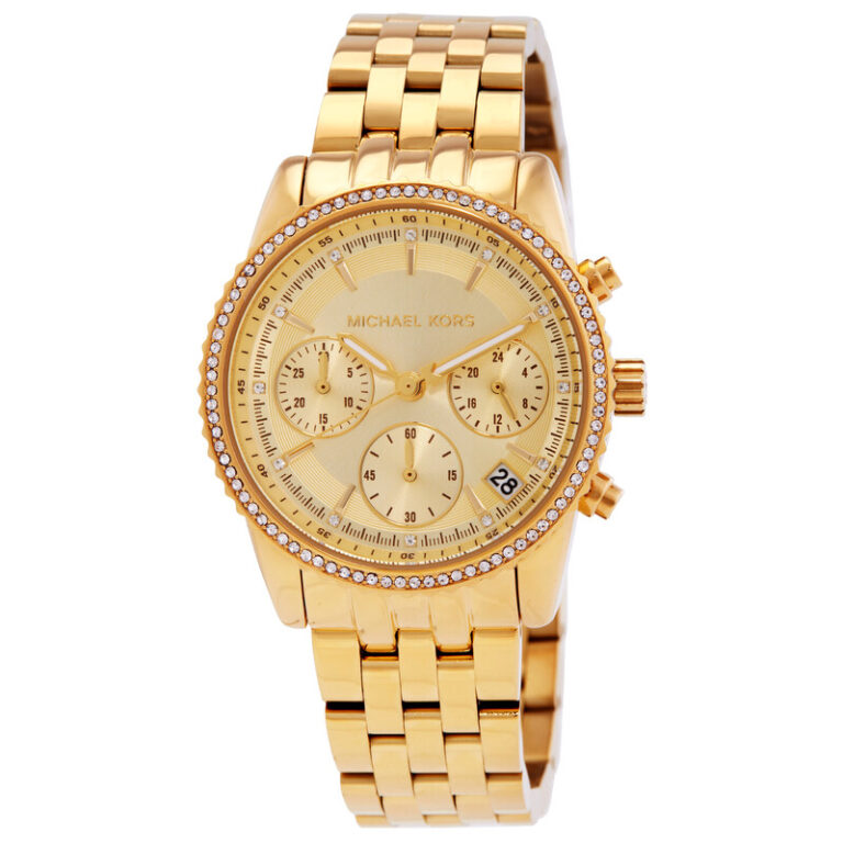 Mini Bryant Chronograph Quartz Gold Dial Ladies Watch MK7530