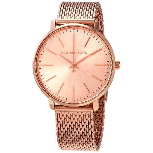 Pyper Quartz Crystal Rose Gold Dial Ladies Watch MK4340