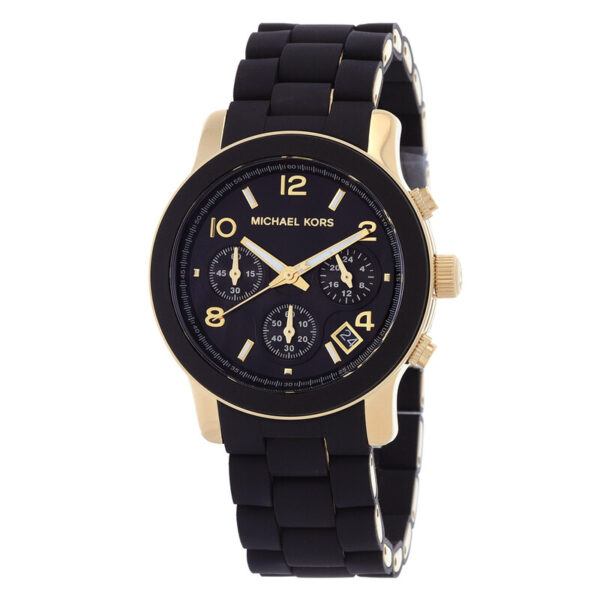 Runway Chronograph Quartz Black Dial Ladies Watch MK7385