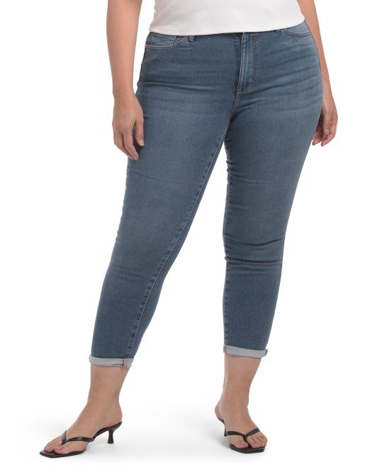 NANETTE NANETTE LEPORE Plus High Rise Knit Roll Cuff Denim Pants