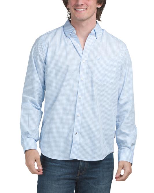 NAUTICA Long Sleeve Plaid Wrinkle Resistant Woven Shirt
