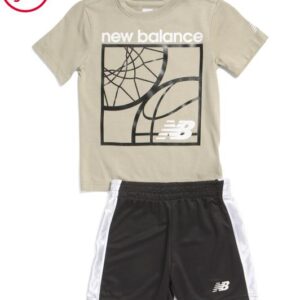 NEW BALANCE 2pc Short Sleeve Tee And Active Shorts Set