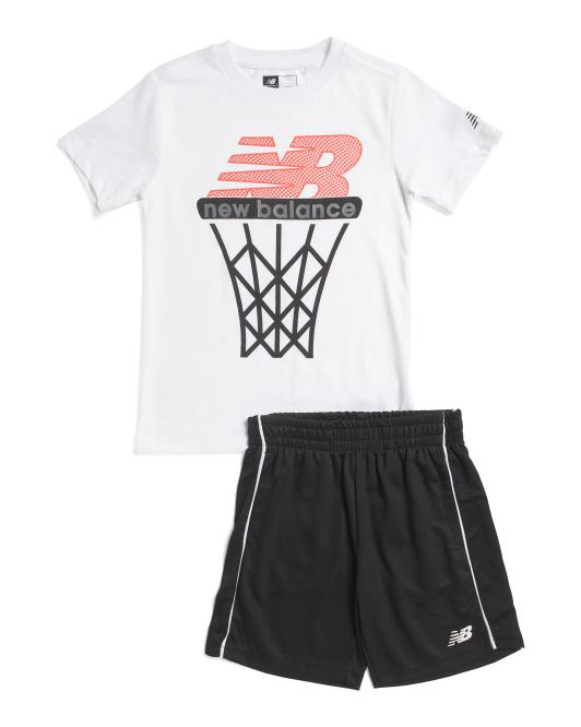 NEW BALANCE Boys 2pc Short Sleeve Tee And Active Shorts Set