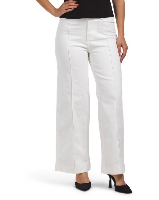 OAT NEW YORK High Rise Clean Front Pintuck Wide Leg Jeans