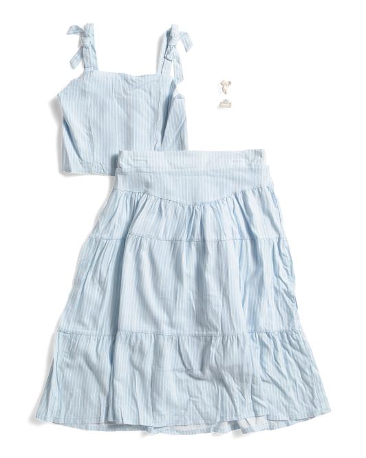 PAISLEY LANE Big Girls 2pc Sleeveless Bow Strap Tank And Maxi Skirt Set