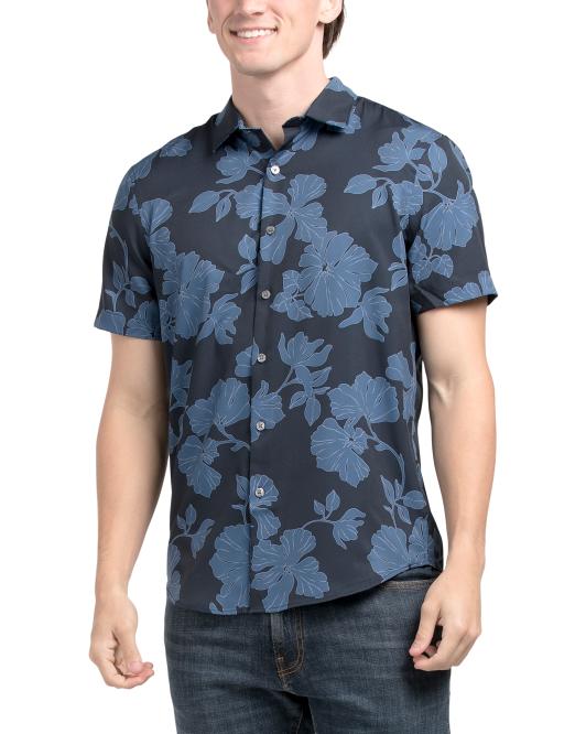 PERRY ELLIS Short Sleeve Floral Print T-shirt