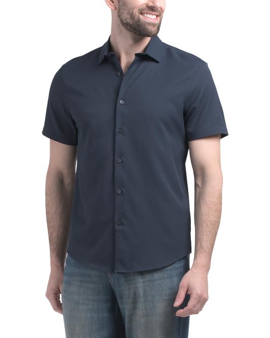 PERRY ELLIS Short Sleeve Solid Shirt