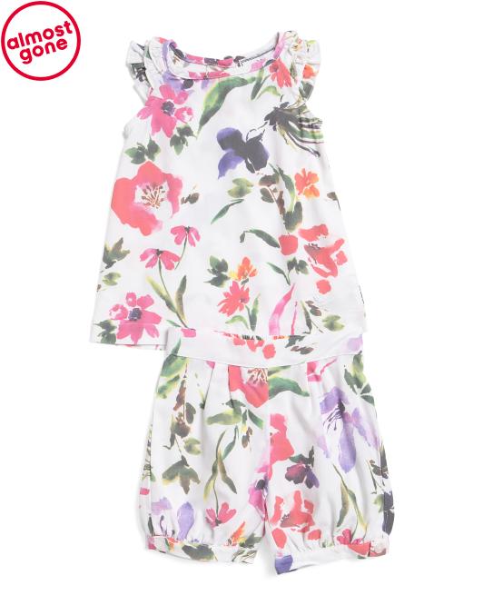 PETITE PLUME Girls 2pc Gardens Of Giverny Amelie Shorty Set
