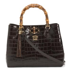 PRATESI Made In Italy Leather Triple Compartment Satchel
