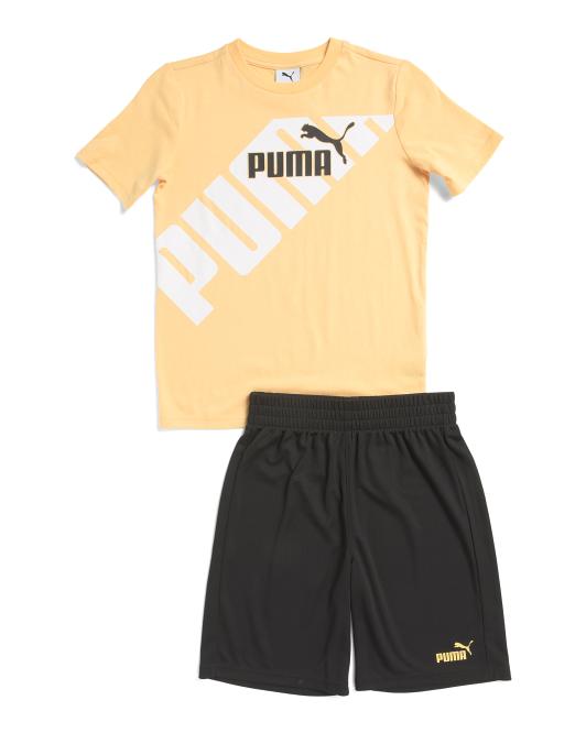 PUMA 2pc Jersey Tee And Mesh Shorts Set