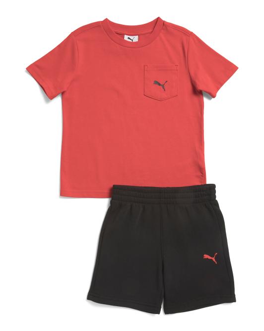 PUMA Boys 2pc Short Sleeve Tee And Shorts Set