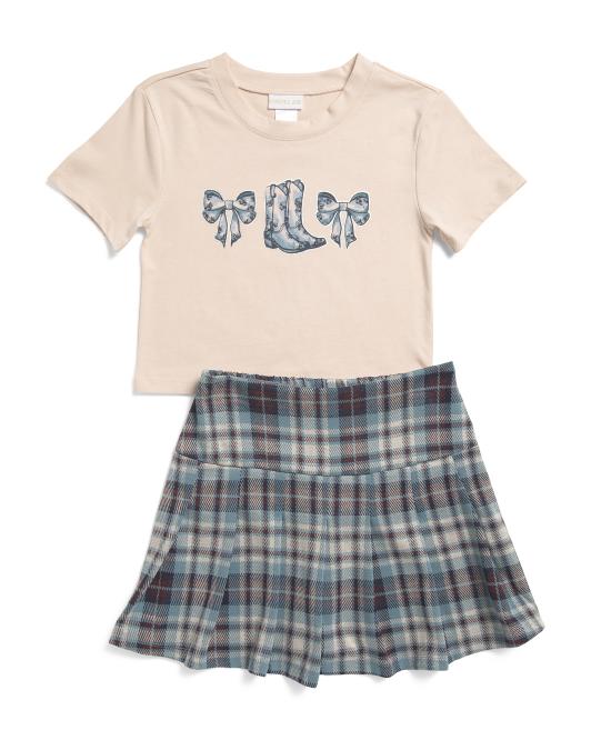 RACHEL ZOE Big Girls 2pc Tee And Skirt Set