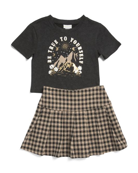 RACHEL ZOE Big Girls 2pc Tee And Skort Set
