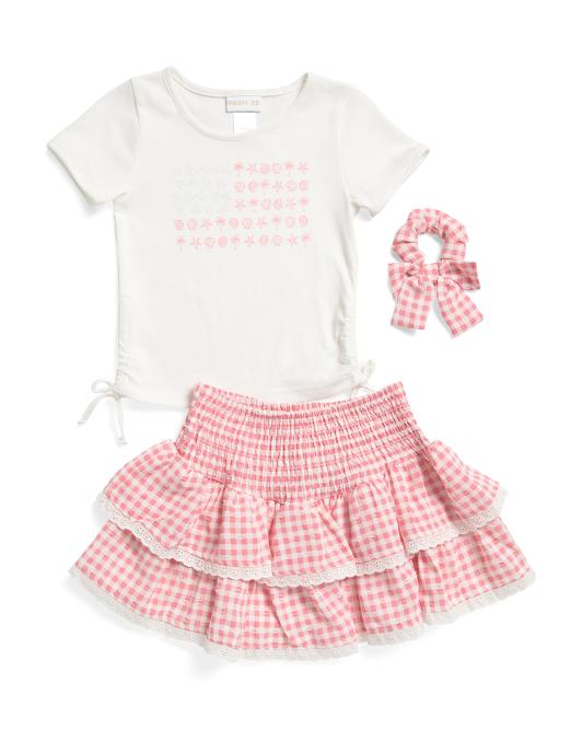 RACHEL ZOE Girls 2pc Side Tie Tee And Skort Set