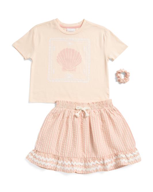 RACHEL ZOE Little Girls 2pc Tee And Seersucker Skirt Set