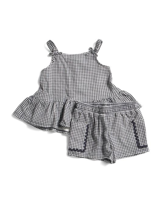RACHEL ZOE Toddler Girls 2pc Gingham Tank And Shorts Set With Headband