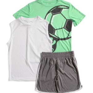 RBX Big Boys 3pc Tank Soccer Graphic Tee And Active Shorts Set