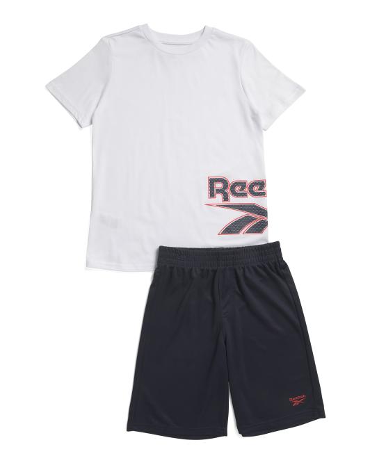 REEBOK Big Boys 2pc Short Sleeve Tee And Shorts Set