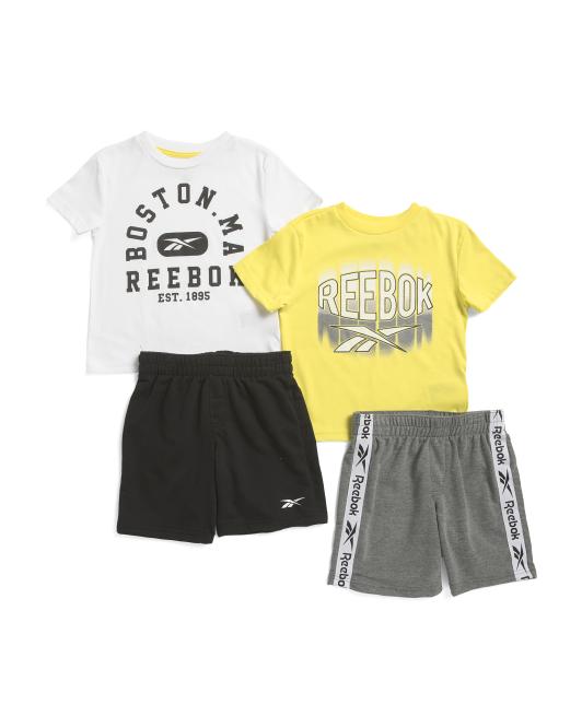 REEBOK Little Boys 4pc Short Sleeve Tees And Shorts Set