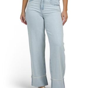REWASH Extreme Frayed Cuff Wide Leg Jeans
