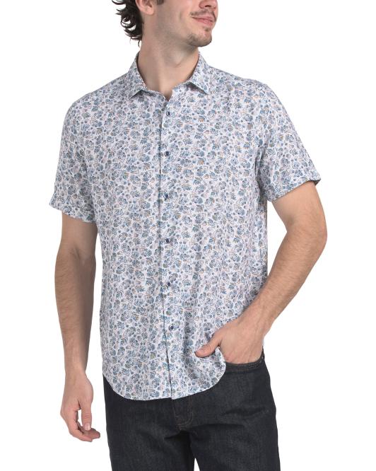 ROBERT GRAHAM Linen Blend Fulco Short Sleeve Shirt