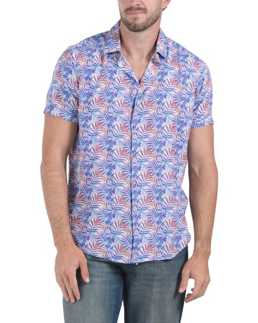 ROBERT GRAHAM Linen Blend Teigen Short Sleeve Shirt