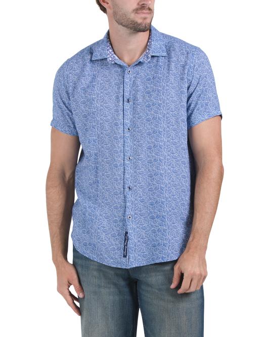 ROBERT GRAHAM Linen Blend Vinaco Short Sleeve Shirt
