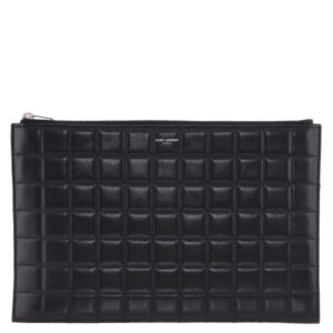Quilted Leather Logo Pouch