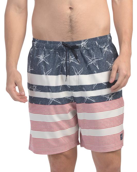 SALT LIFE Flag Stripe Stretch Swim Trunks