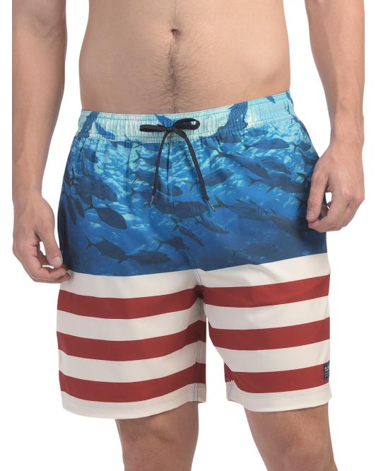 SALT LIFE Underwater Stripe Stretch Swim Trunks