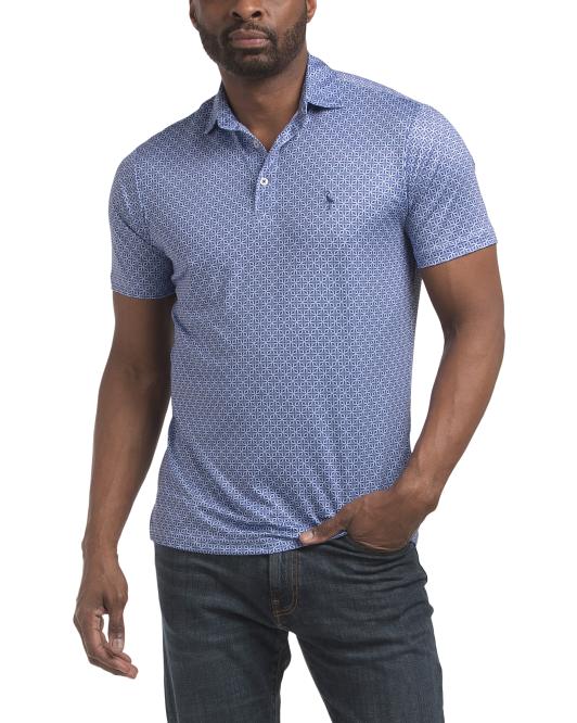 TAILORBYRD Geo Floral Printed Performance Polo