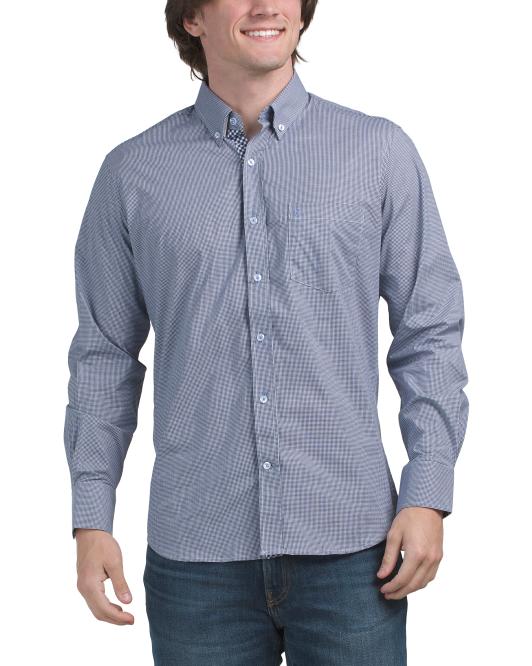 TAILORBYRD Signature Micro Gingham Long Sleeve Shirt