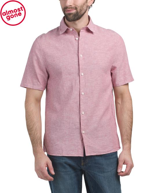 TED BAKER Linen Blend Short Sleeve Shirt