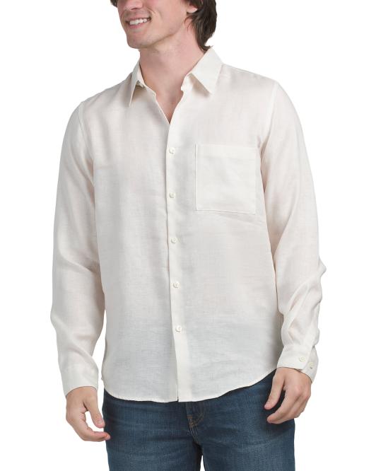 THEORY Linen Precise Irving Long Sleeve Button Down Shirt