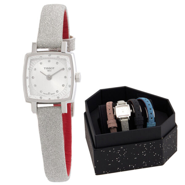 Lovely Square Festive Kit Quartz Diamond Silver Dial Ladies Watch T0581091703602