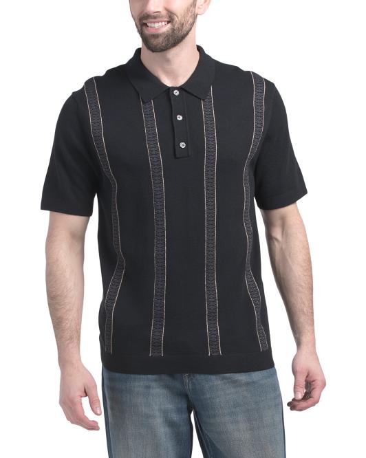 TRUTH Short Sleeve Striped Polo Sweater