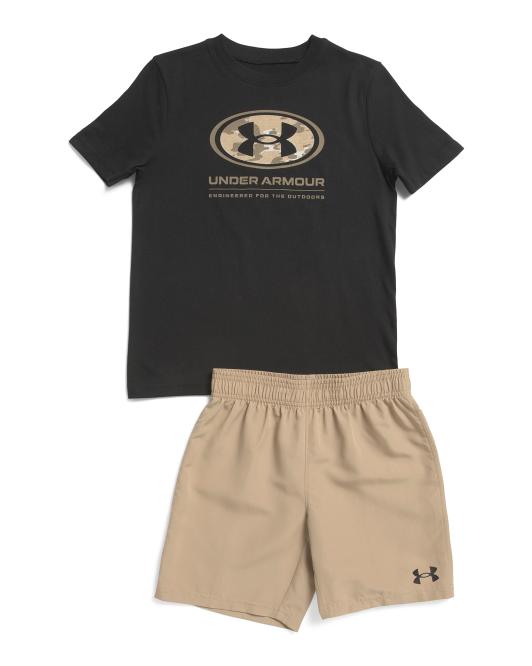 UNDER ARMOUR Big Boys 2pc Branded Scene Tee And Shorts Set