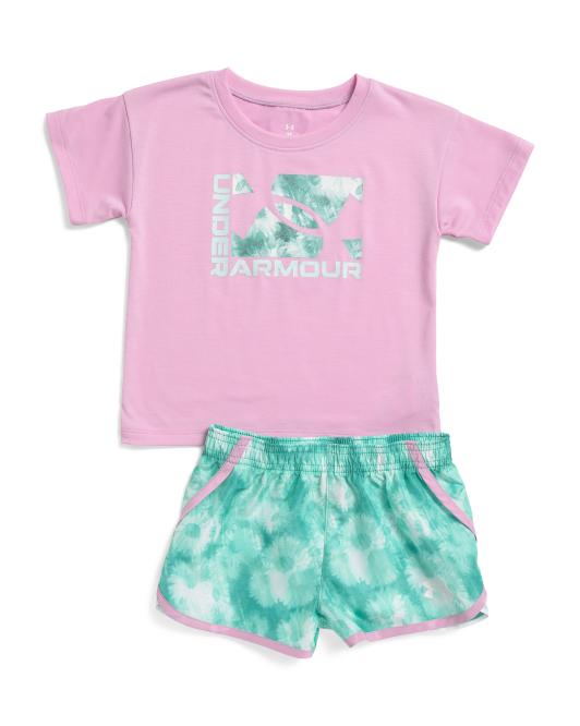 UNDER ARMOUR Toddler Girls 2pc Printed Shirt And Woven Shorts Set