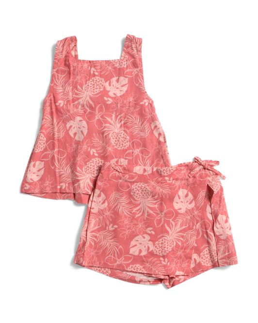 VINCE CAMUTO Little Girls 2pc Linen Blend Tank And Skort Set